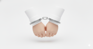 12대 중과실 교통사고로 구속 위기에 처해 경찰에게 수갑이 채워진 손목 모습이다.