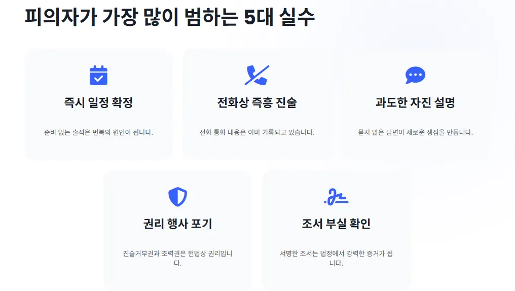 피의자가 경찰조사에서 많이 저지르는 실수