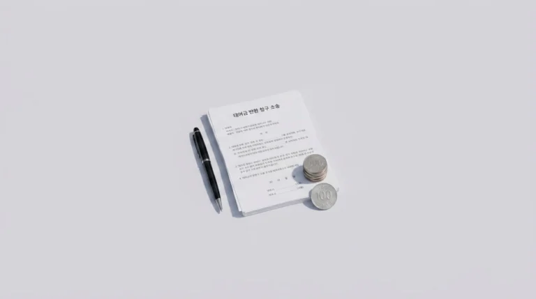 대여금 반환 청구 소송을 상징하는 차용증과 동전 이미지