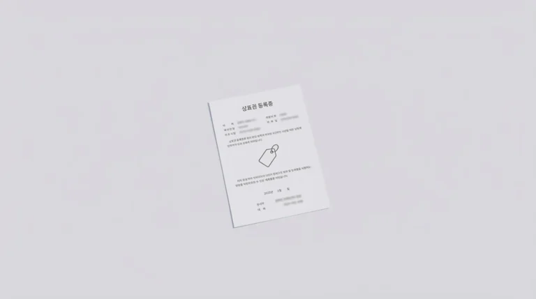 상표권 침해 경고장과 상표등록 자료를 상징하는 미니멀 이미지