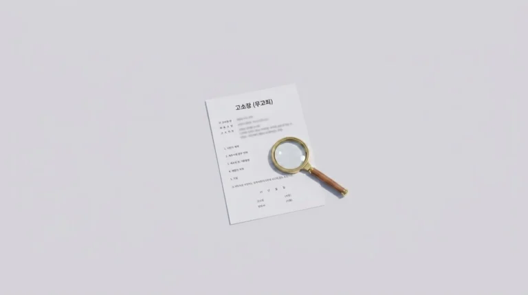 무고죄 고소를 상징하는 고소장과 돋보기 이미지