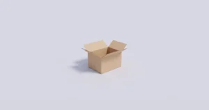 옅은 회색 배경 한가운데에 뚜껑이 열린 빈 골판지 상자 하나가 놓여 있는 표지 이미지
