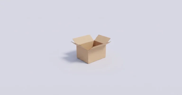 옅은 회색 배경 한가운데에 뚜껑이 열린 빈 골판지 상자 하나가 놓여 있는 표지 이미지