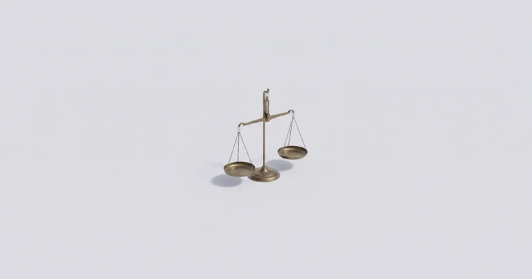 옅은 회색 배경 한가운데에 빈 접시 두 개가 달린 작은 황동 저울 하나가 한쪽으로 살짝 기울어 서 있는 표지 이미지