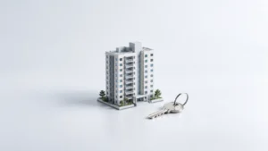 아파트 유언공증과 유류분 청구를 상징하는 아파트 모형과 열쇠