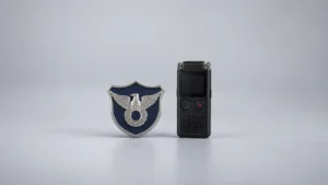 공무집행방해 경찰 출석요구와 조사 준비를 상징하는 경찰 배지와 녹음기