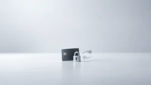 작업대출 계좌번호 제공과 보이스피싱 송금 위험을 상징하는 잠긴 카드 이미지